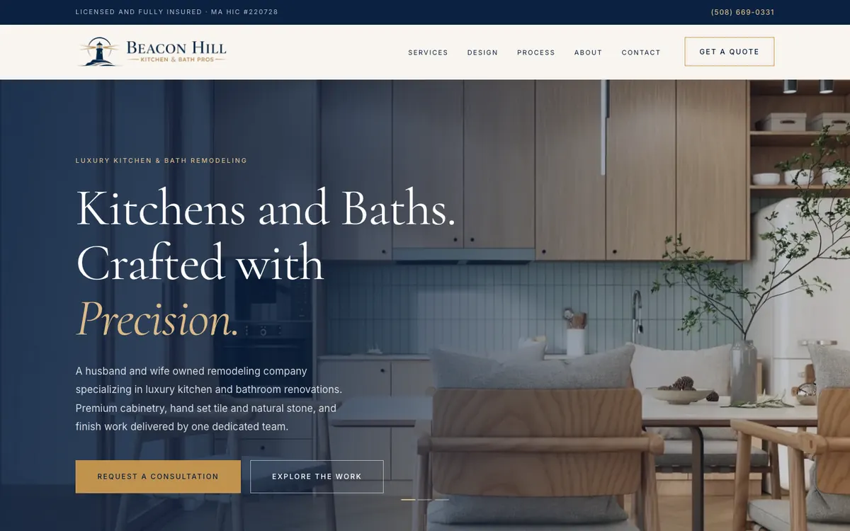 Site da Beacon Hill Kitchen and Bath Pros, nos Estados Unidos
