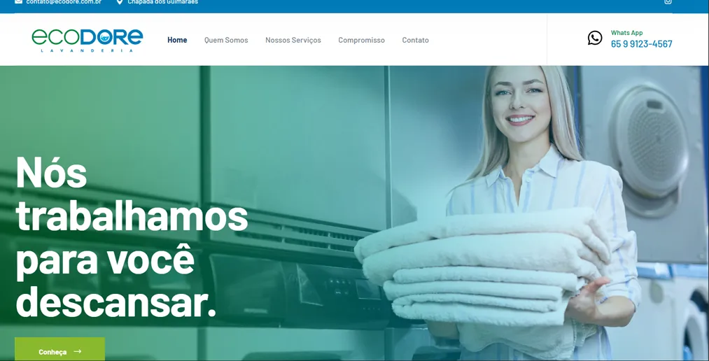 Site da Ecodore Lavanderia em Chapada dos Guimarães