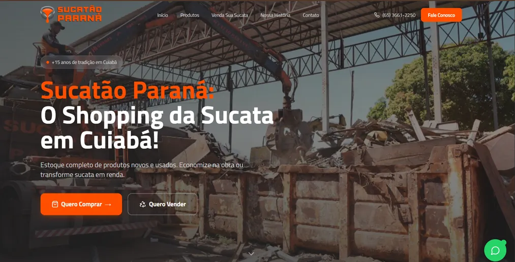 Site do Sucatão Paraná em Cuiabá