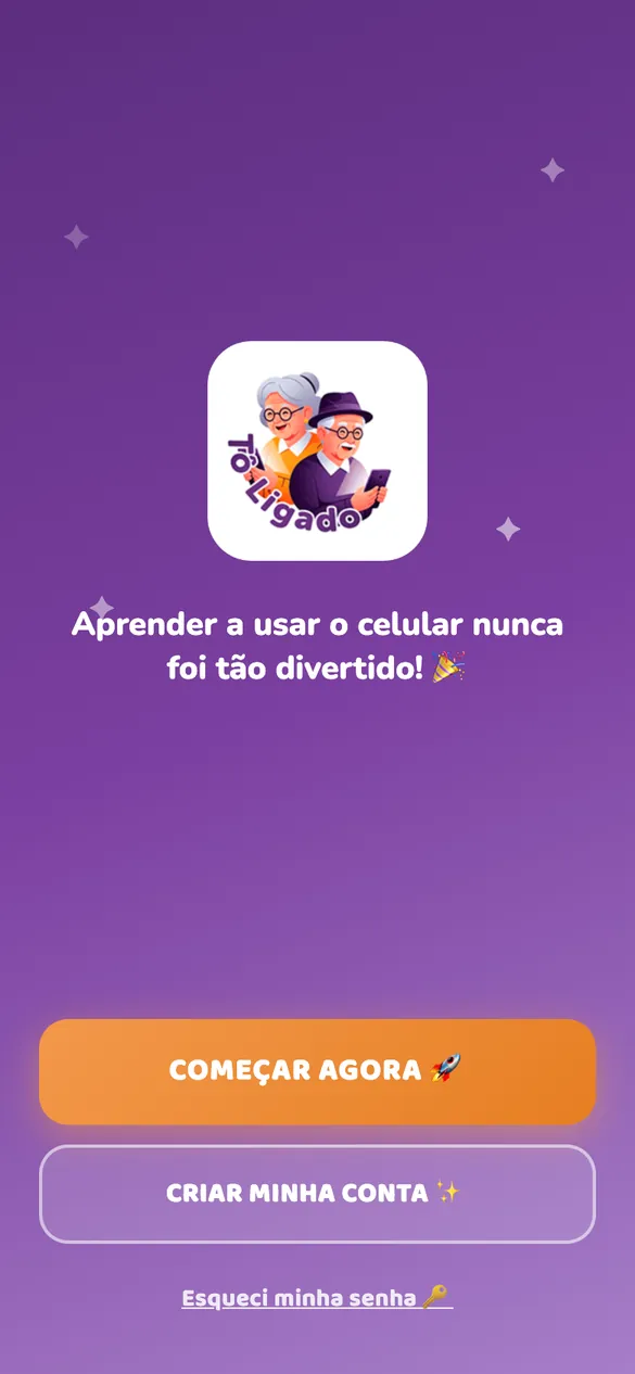 Tela inicial do aplicativo Tô Ligado